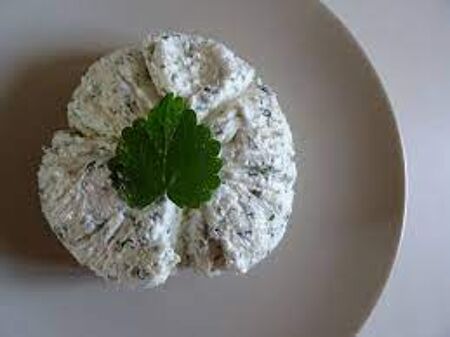 Fromage frais de brebis au lierre terrestre.