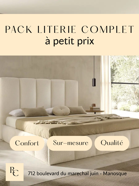 Le magasin propose une solution globale pour renouveler sa literie : un ensemble comprenant matelas, sommier et tête de lit à petit prix 🛌