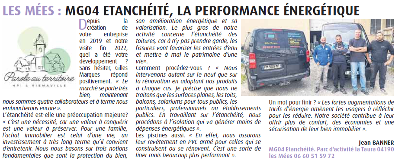 Parution dans le journal Haute-Provence Info (HPI) en Juin 2024