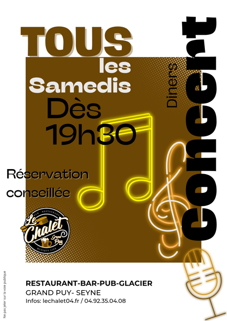 Dîners concerts tous les samedis au Chalet