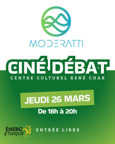 Dans le cadre du projet transfrontalier MODERATTI, la coopérative Energ'éthique 04 participe à l'organisation d'une soirée thématique ouverte au grand public 🎞