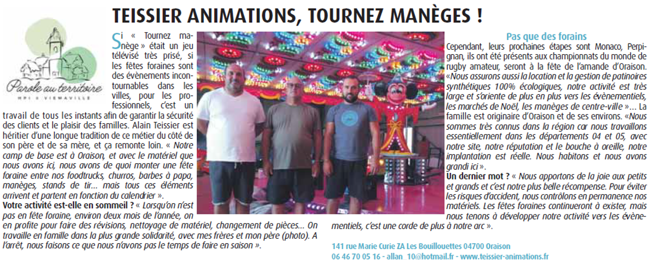 Parution dans le journal Haute-Provence Info (HPI) en octobre 2023