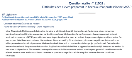 Difficultés des élèves préparant le baccalauréat professionnel ASSP