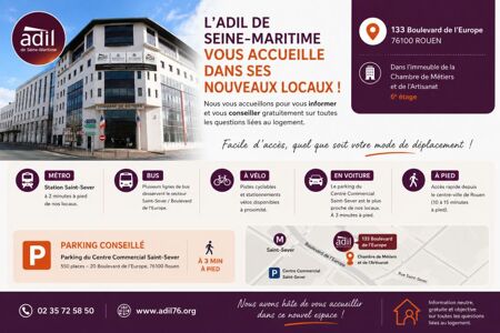L'ADIL DE SEINE-MARITIME VOUS ACCUEILLE DANS SES NOUVEAUX LOCAUX !
