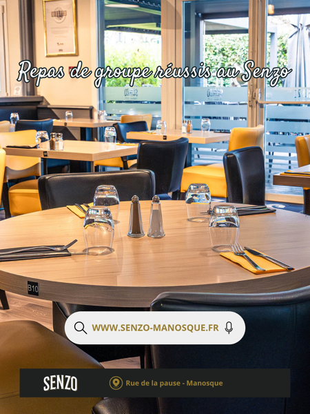 Les repas de groupe se réservent au Senzo 🎉