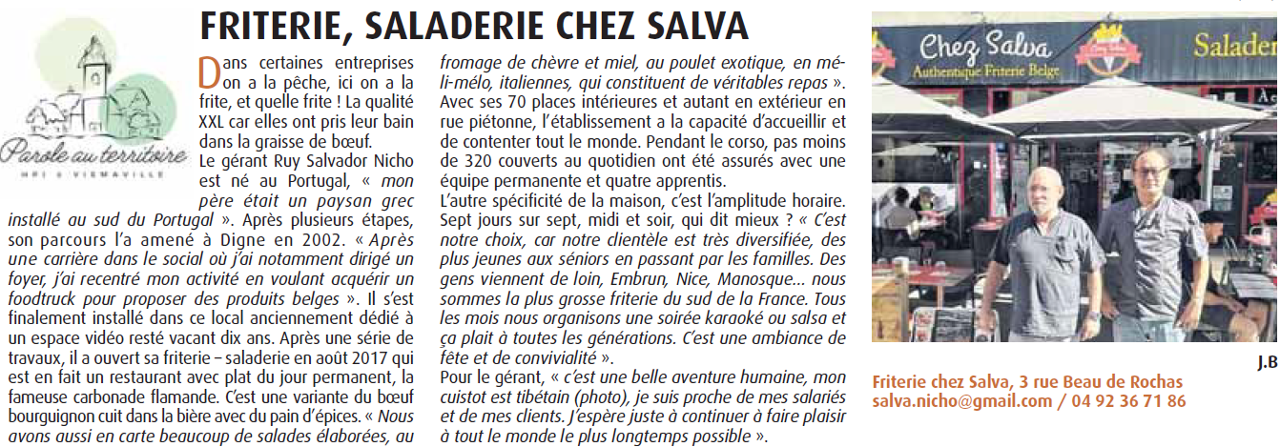 Parution dans le journal Haute-Provence Info (HPI) en octobre 2023