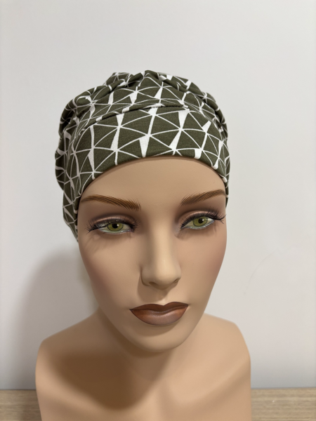 Turban Bahama imprimé kaki/blanc