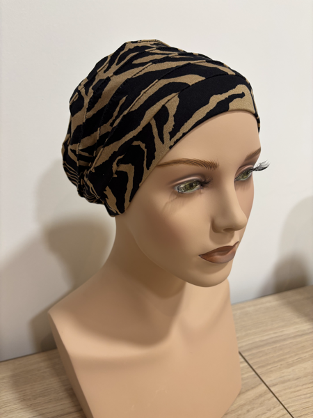 Turban Florida imprimé noir/camel b311