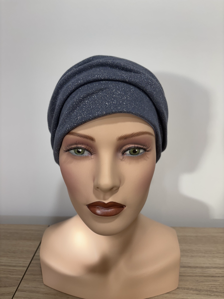Turban set iva lurex bleu pailleté