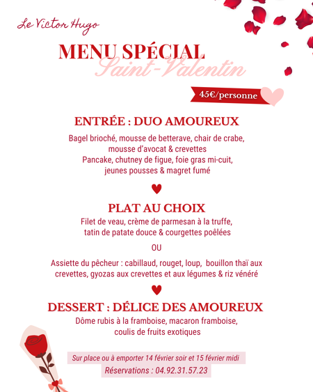 À l’occasion de la Saint-Valentin, le restaurant propose un menu spécial ❤️