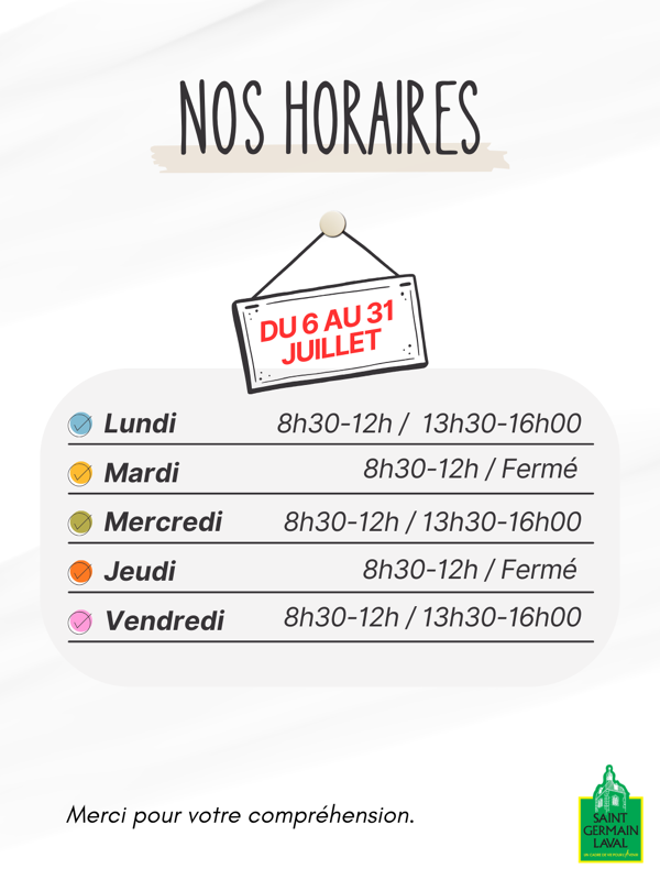 Modification des horaires de la mairie