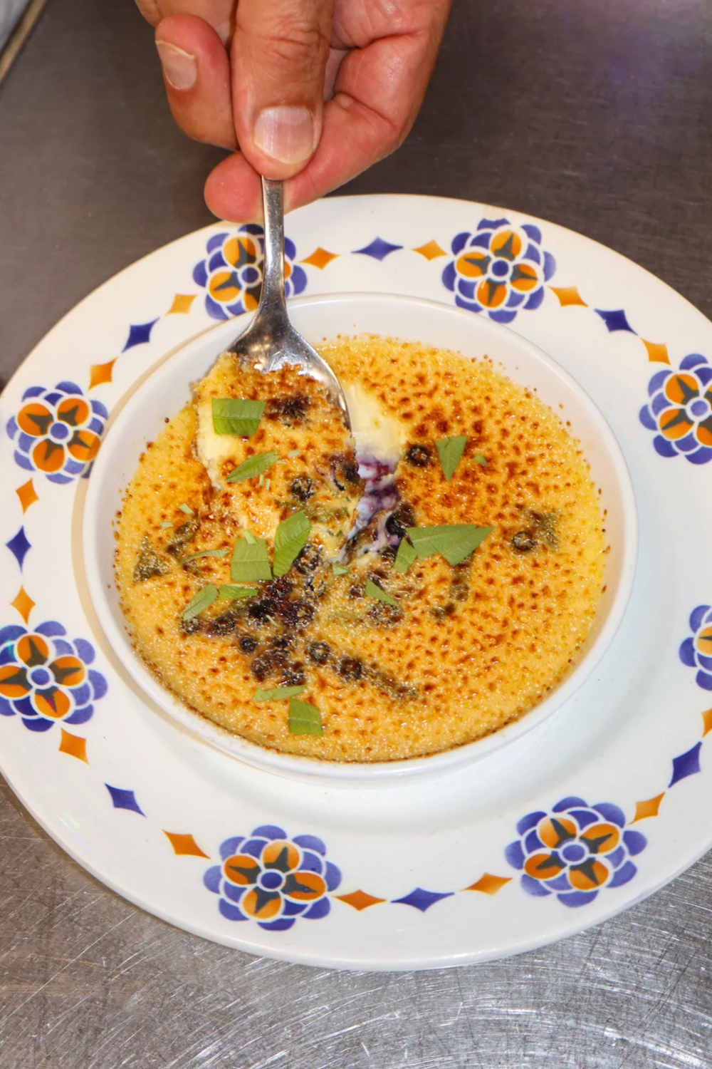 crème brûlée aux myrtilles sauvages