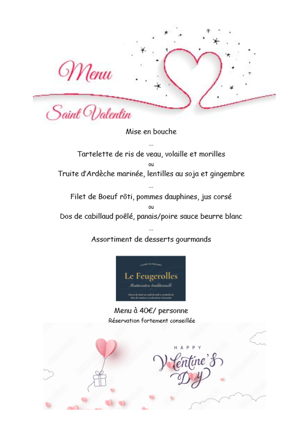 💖 Menu Spécial Saint-Valentin au Feugerolles 💖
