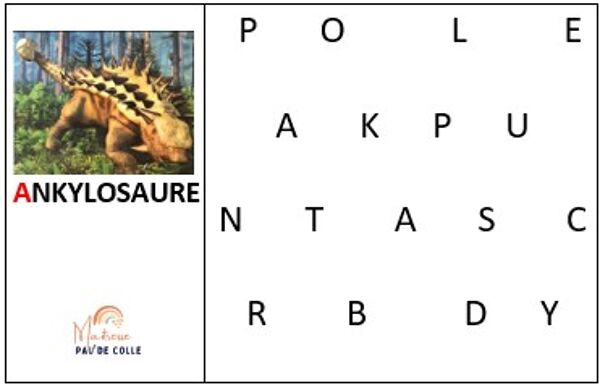 Dinosaures : les lettres des mots