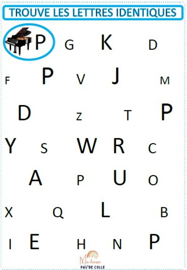 Trouve les lettres identiques