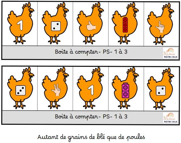 Boites à compter : poule rousse