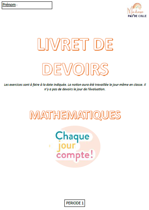 Chaque jour compte : livret de devoirs