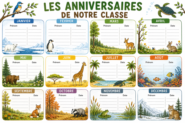 Les anniversaires de la classe : nature