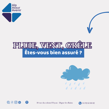 ⛈️ Pluie, vent, grêle.