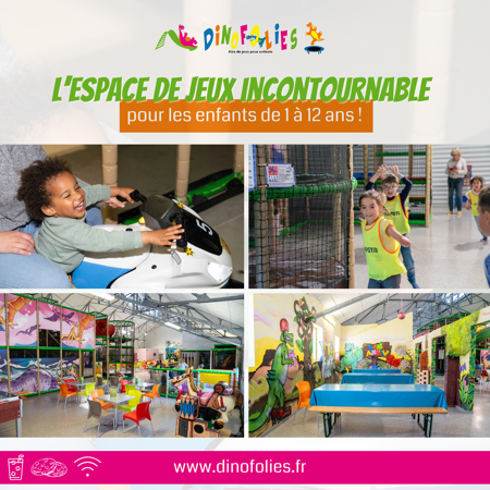 Bienvenue chez Dinofolies, l’espace de jeux incontournable pour les enfants de 1 à 12 ans ! 🦖🎉