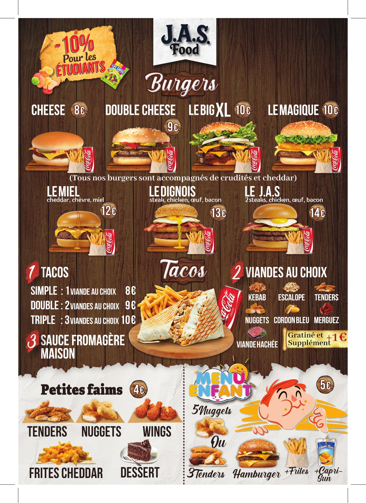 Le menu en images