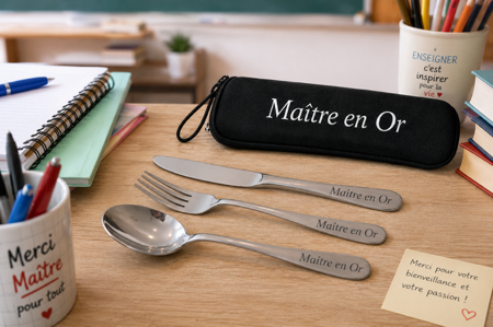 🍴✨ Ensemble de couverts en acier inoxydable « Maître en or » ✨🍴