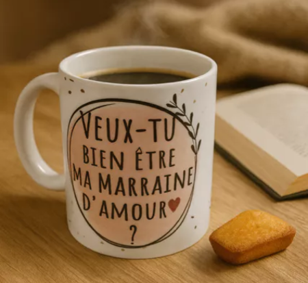 Mug Blanc Mat – “Veux-tu être ma marraine ?”