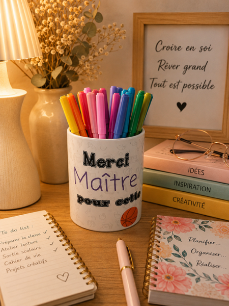 ✏️😎 Pot à crayons « Merci Maître pour cette année » 😎✏️