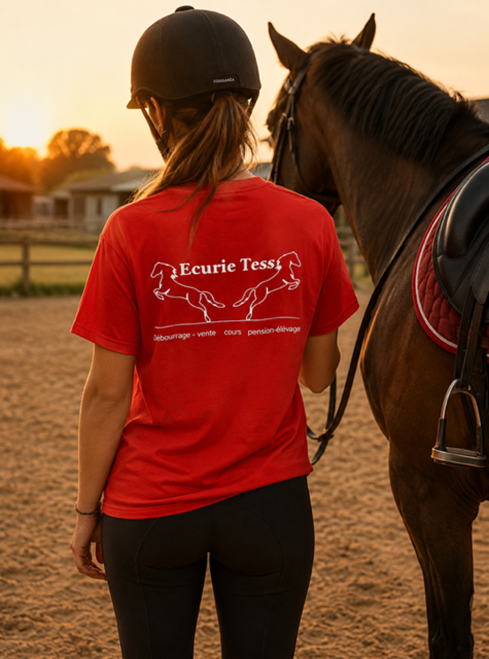 T shirt rouge avec logo derrière