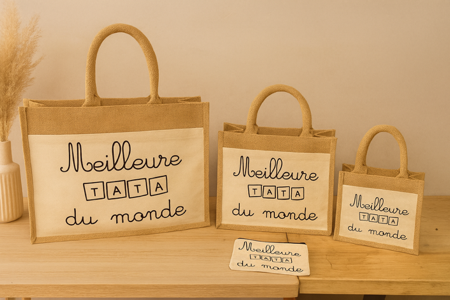 Sac en toile de jute “Meilleure Tata du Monde” 