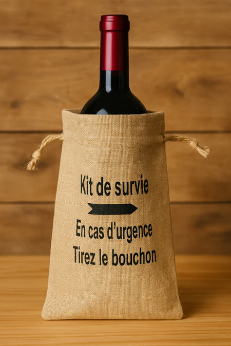 Sac à bouteille – “Kit de survie en cas d’urgence : tirez le bouchon” 