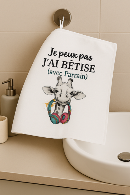 Essuie-mains “Je peux pas, j’ai bêtise avec parrain” 