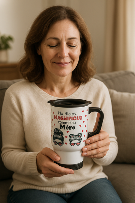Tasse isotherme – “Ma fille est magnifique comme sa mère” 