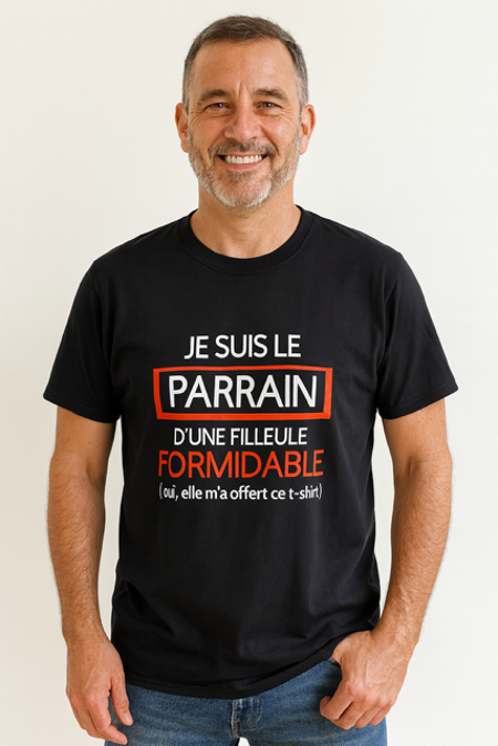 T-shirt Homme « Je suis le parrain du filleul formidable » – La preuve officielle