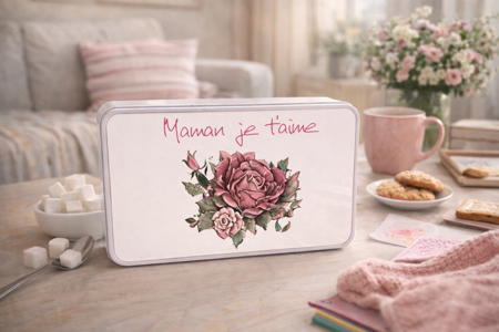 Boîte de rangement  personnalisée – “Maman, je t’aime” 💖☕