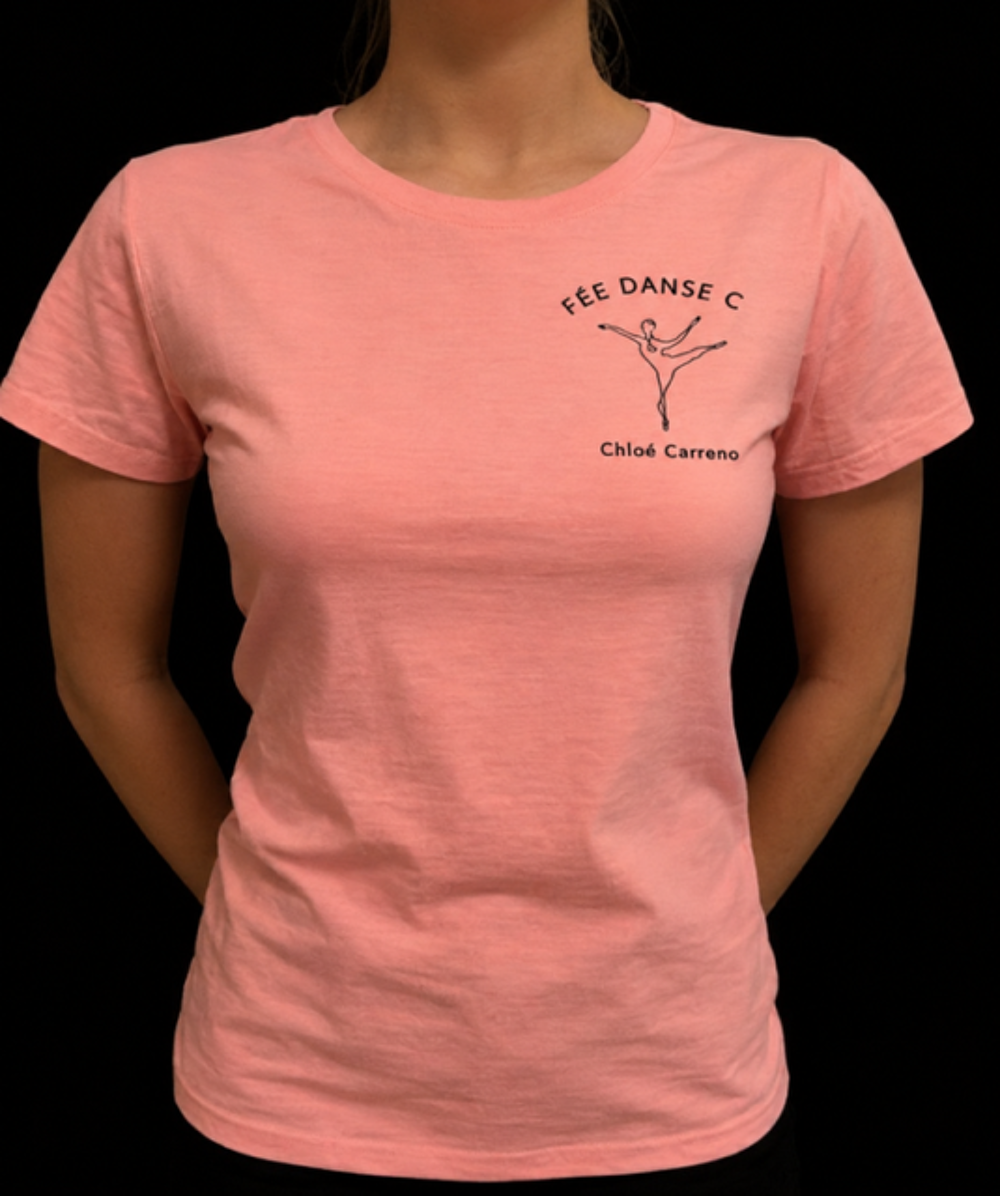 t shirt rose flocage logo poitrine