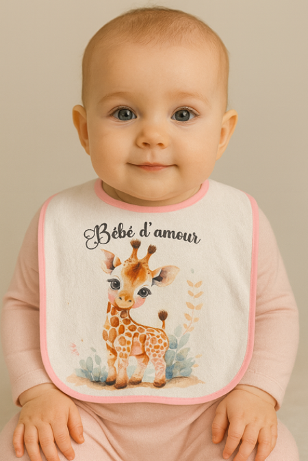 Bavoir rose "Bébé d’amour" 