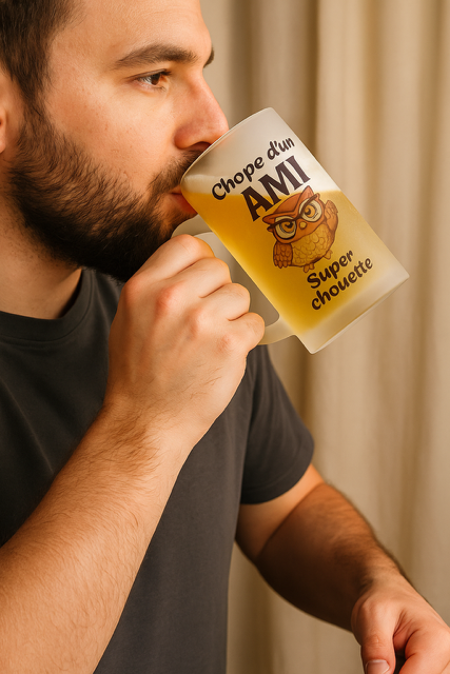 Chope à bière "Ami super chouette" 