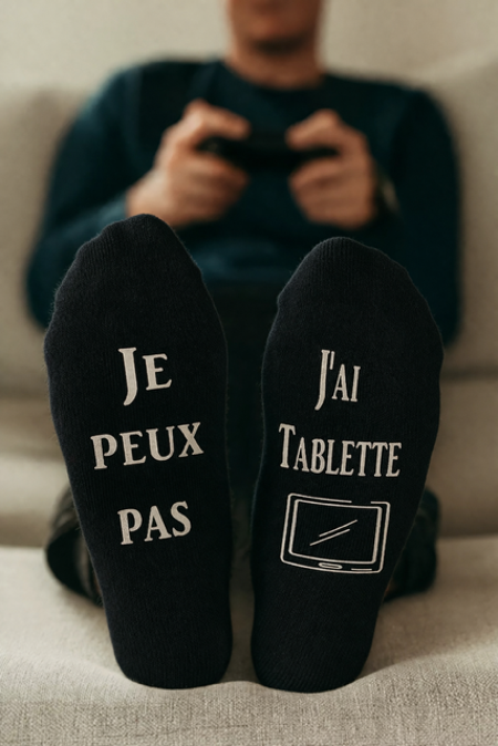 🧦 Chaussettes de sport homme « J’peux pas, j’ai tablette »