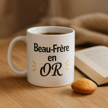 🏆 Mug Blanc Mat – Beau-frère en or 🏆
