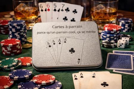  Boîte de cartes métal – « Cartes à Parrain : parce qu’un parrain cool, ça se mérite » 😎♠️