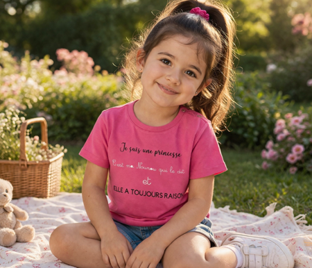 👕 T-shirt enfant « Je suis une princesse, c’est ma nounou qui le dit (et elle a toujours raison) »