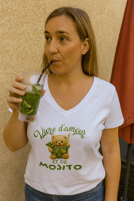 T-shirt femme “Vivre d’amour et de mojito” 