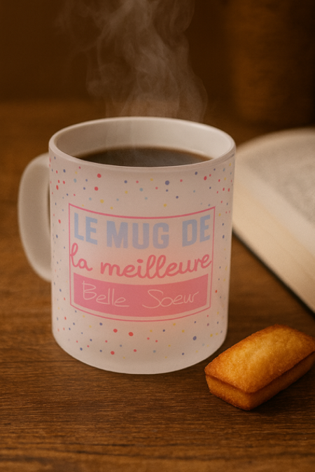 Mug  en verre dépoli – “Le mug de la meilleure belle-sœur” 