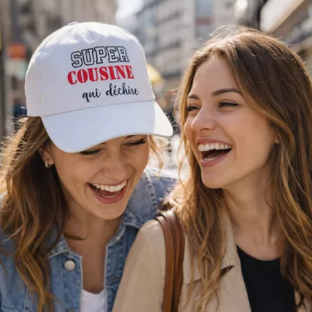 🧢 Casquette femme – « Super Cousine qui déchire »