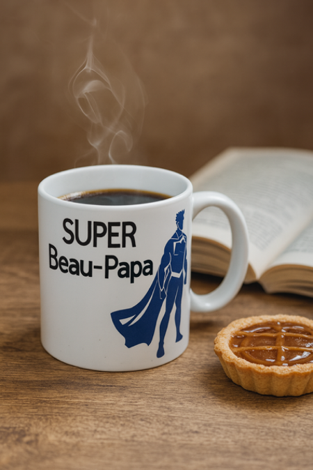 🦸‍♂️ Mug Blanc Mat – Super beau-papa 🦸‍♂️