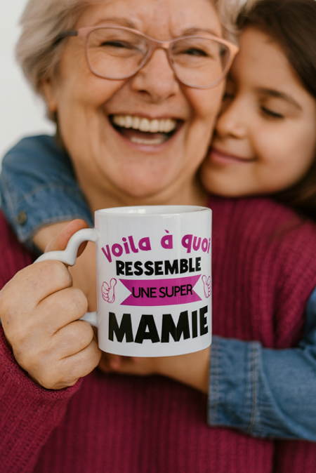 Mug anse cœur – “Voilà à quoi ressemble une super mamie” 