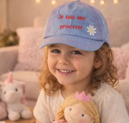Casquette enfant  “Je suis une princesse” – Pour petites filles avec du style et du caractère 👑✨