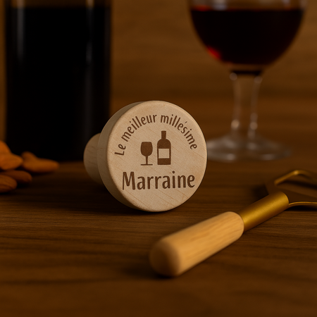 🍾 Bouchon de bouteille en liège « Le meilleur millésime Marraine »