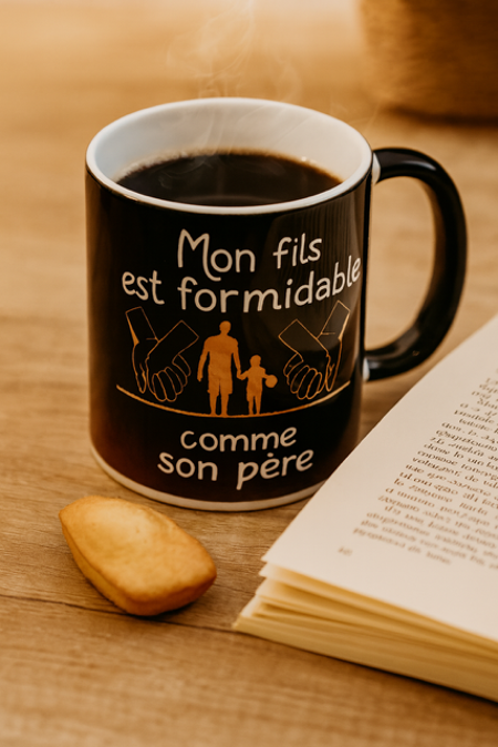 👨‍👦 Mug Blanc Mat – Mon fils est formidable comme son père 👨‍👦